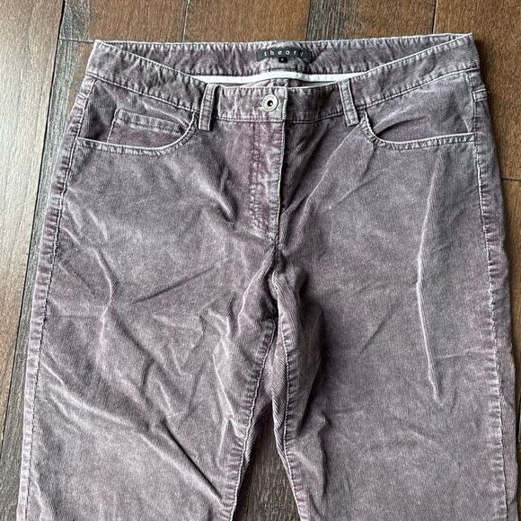 Theory corduroy flare leg pants women’s size 8 gray purple hippie boho casual mi - Picture 2 of 11